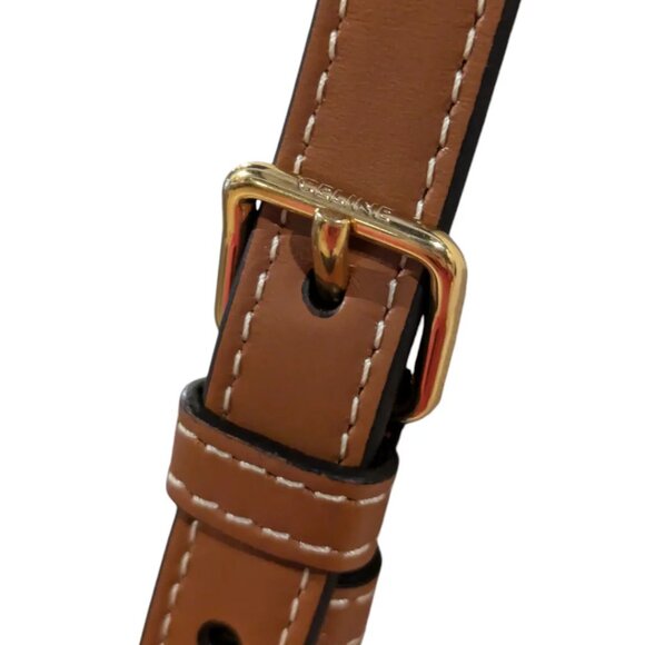 Celine Crossbody Oval Purse Cuir Triomphe in Textile and Calfskin Natural / Tan - Picture 11 of 13